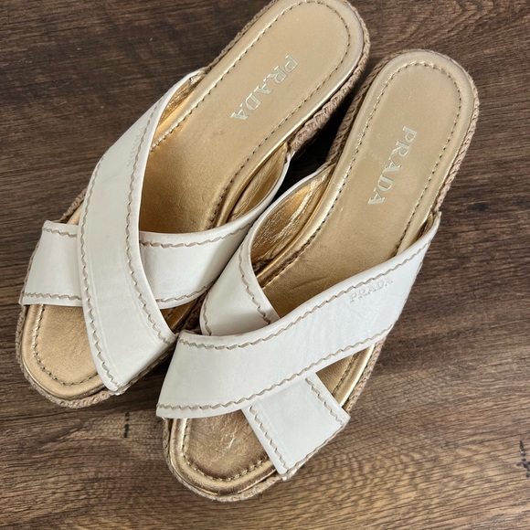 Prada Women's White Espadrille Sandals - Picture 1 of 9
